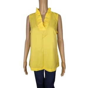 Crown & Ivy Yellow Ruffled Sleeveless Top M
